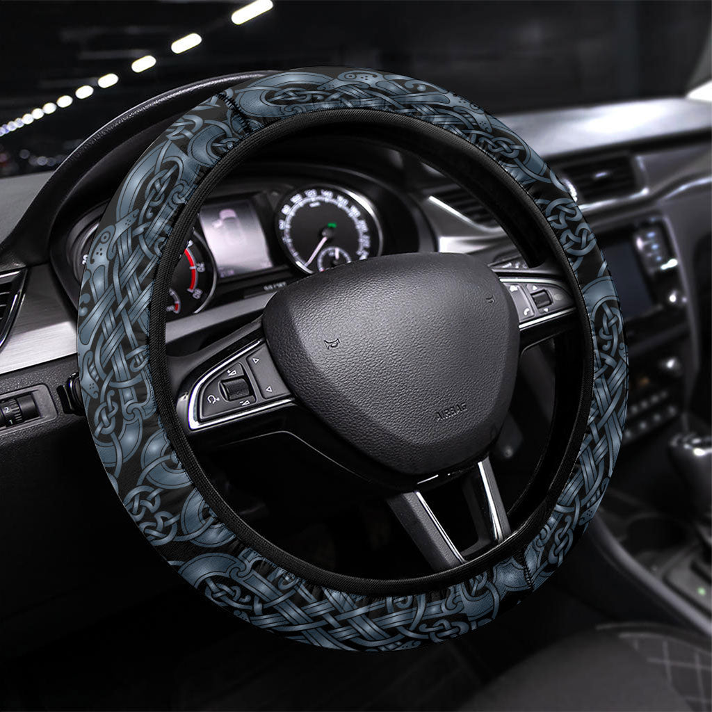 Dark Vikings Steering Wheel Cover Norse Dragon Nidhogg