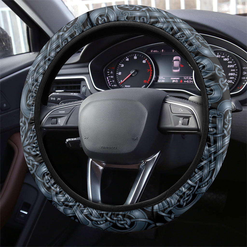 Dark Vikings Steering Wheel Cover Norse Dragon Nidhogg