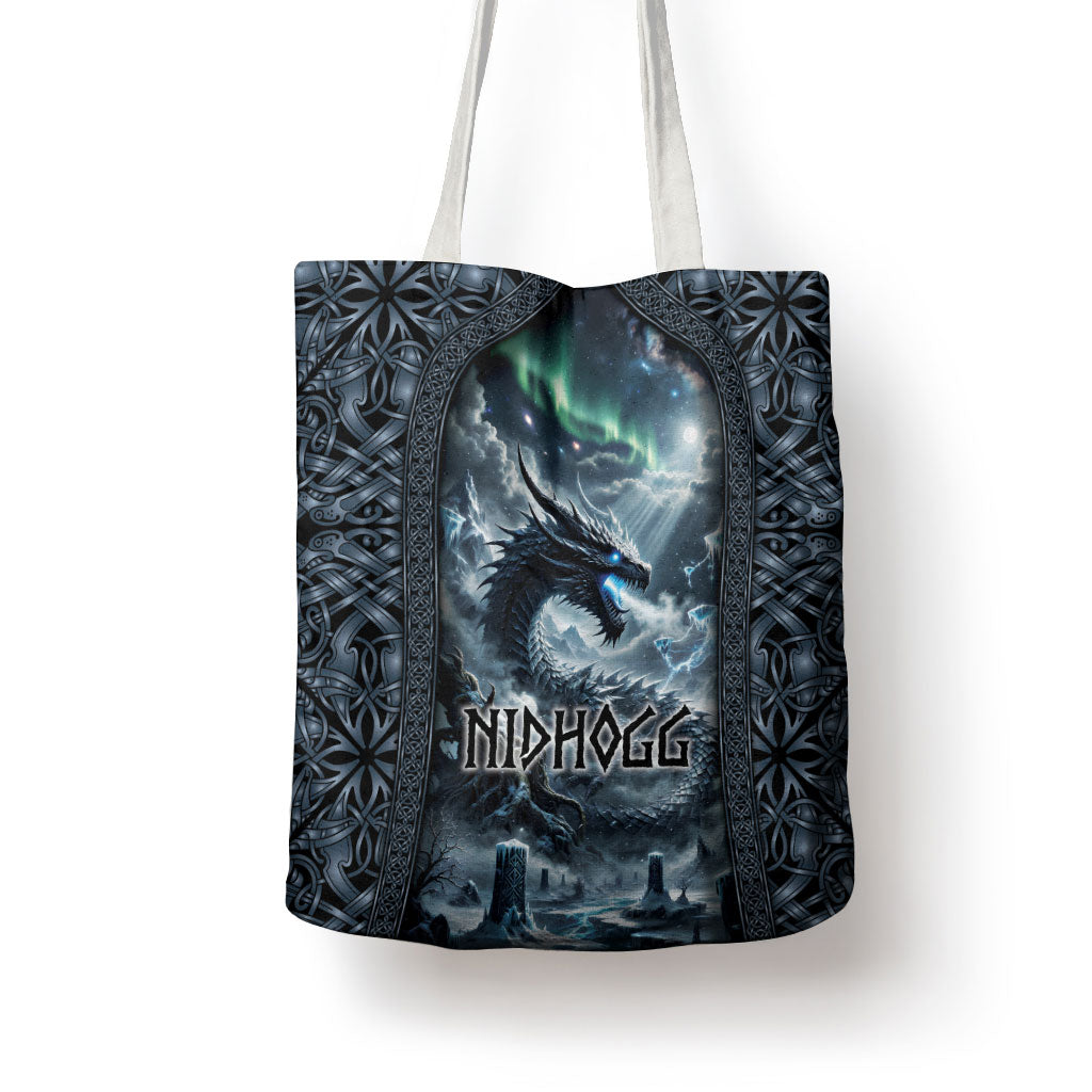 Dark Vikings Tote Bag Norse Dragon Nidhogg