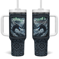 Dark Vikings Tumbler With Handle Norse Dragon Nidhogg