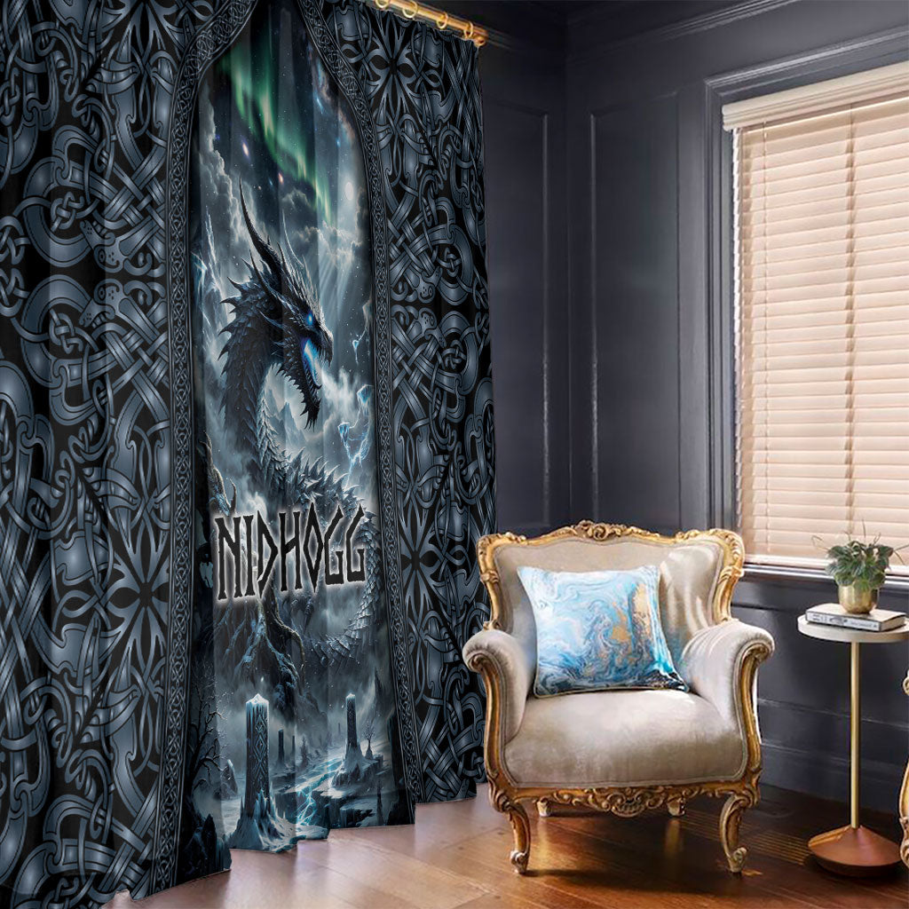 Dark Vikings Window Curtain Norse Dragon Nidhogg
