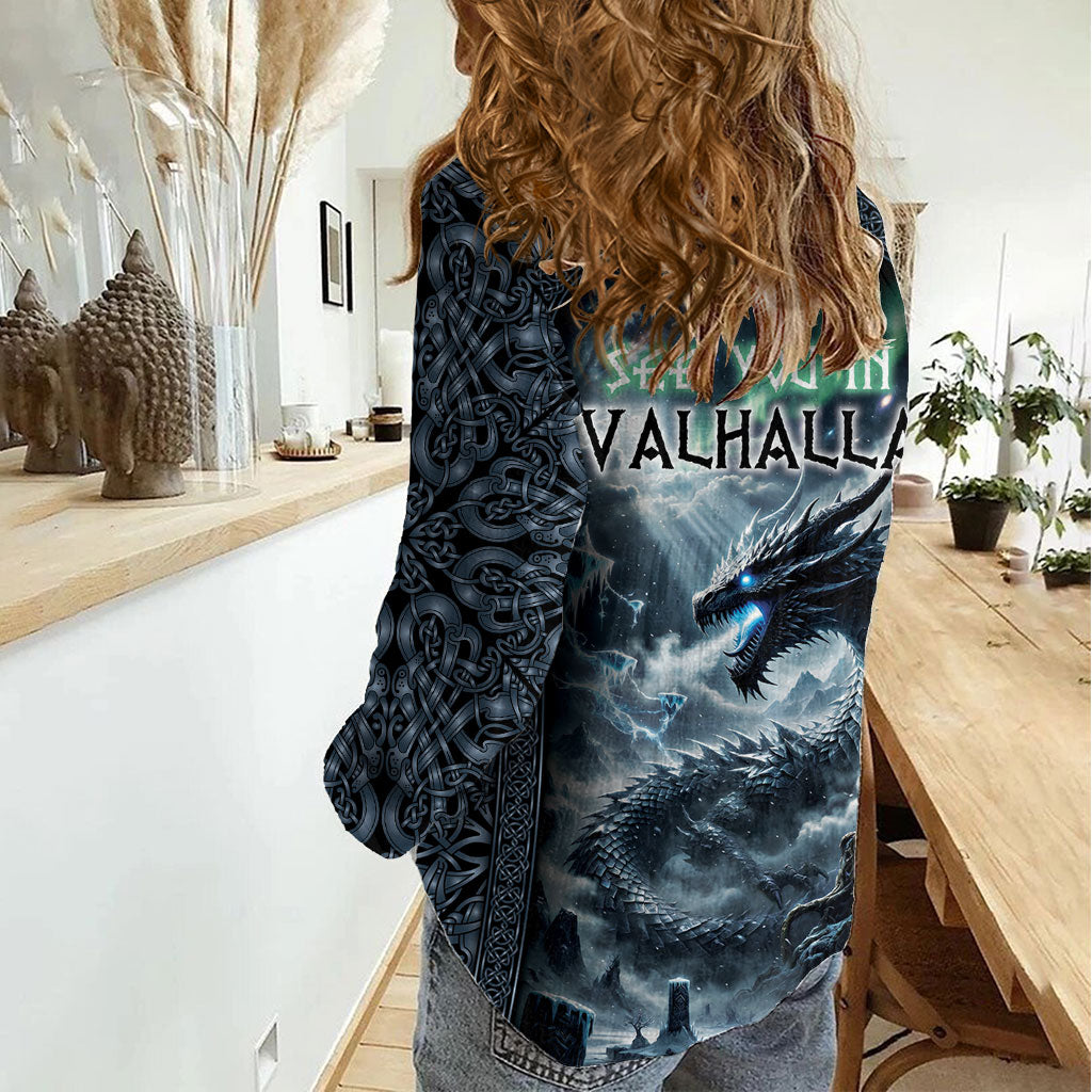 Dark Vikings Women Casual Shirt Norse Dragon Nidhogg