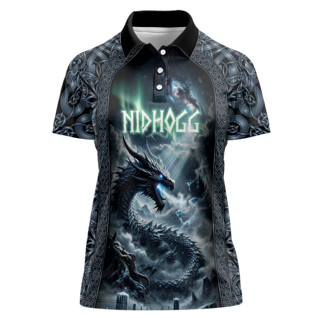 Dark Vikings Women Polo Shirt Norse Dragon Nidhogg