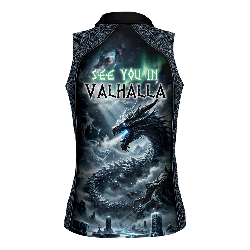 Dark Vikings Women Sleeveless Polo Shirt Norse Dragon Nidhogg