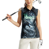 Dark Vikings Women Sleeveless Polo Shirt Norse Dragon Nidhogg
