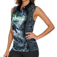 Dark Vikings Women Sleeveless Polo Shirt Norse Dragon Nidhogg