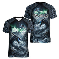 Dark Vikings Women V-Neck T-Shirt Norse Dragon Nidhogg