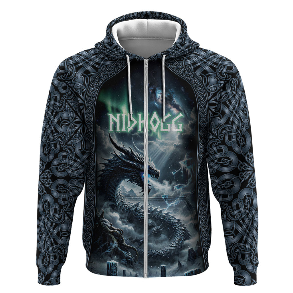 Dark Vikings Zip Hoodie Norse Dragon Nidhogg