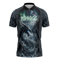 Dark Vikings Zipper Polo Shirt Norse Dragon Nidhogg