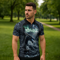 Dark Vikings Zipper Polo Shirt Norse Dragon Nidhogg