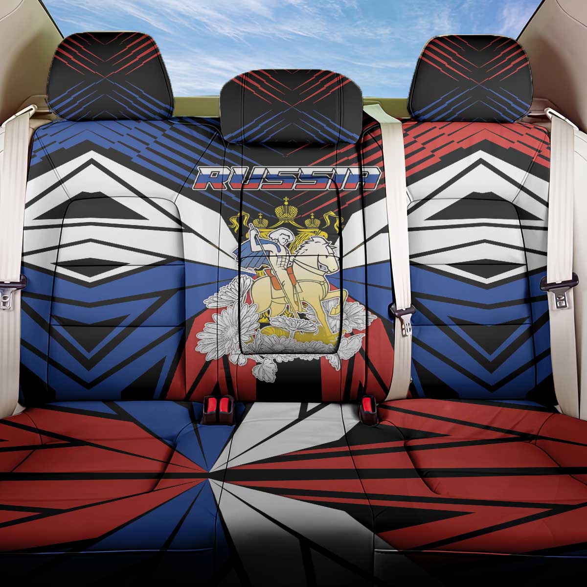 Russia Back Car Seat Cover Symbol Saint George Slaying The Dragon - Wonder Print Shop