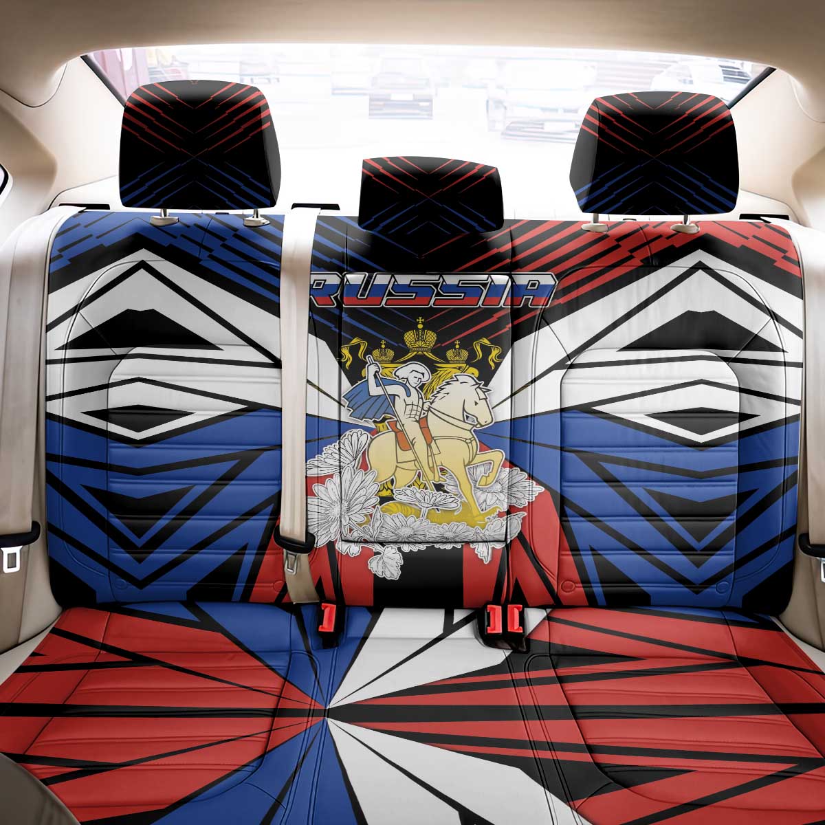 Russia Back Car Seat Cover Symbol Saint George Slaying The Dragon - Wonder Print Shop