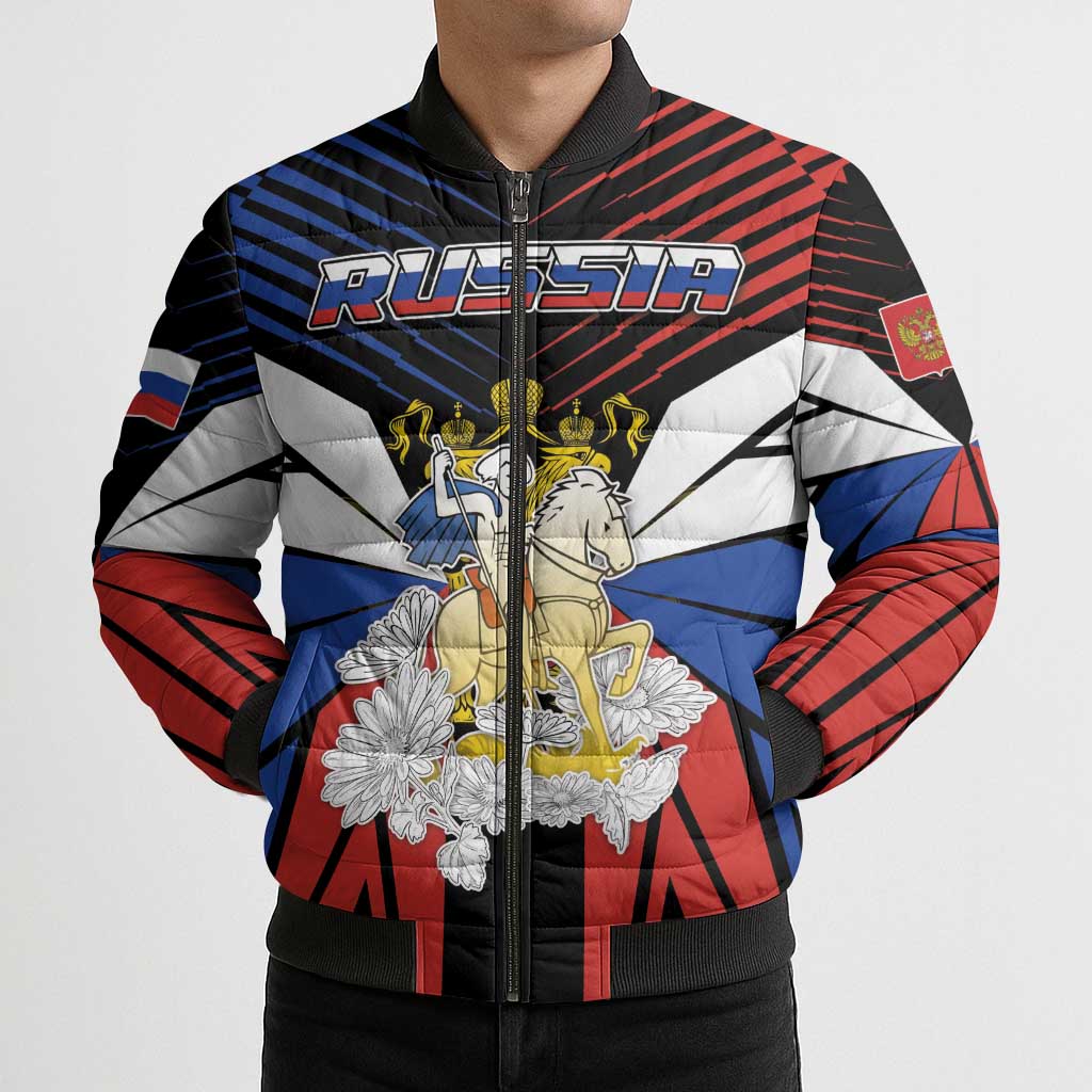 Personalized Russia Bomber Puffer Jacket Symbol Saint George Slaying The Dragon - Wonder Print Shop