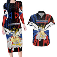 Personalized Russia Couples Matching Long Sleeve Bodycon Dress and Hawaiian Shirt Symbol Saint George Slaying The Dragon - Wonder Print Shop