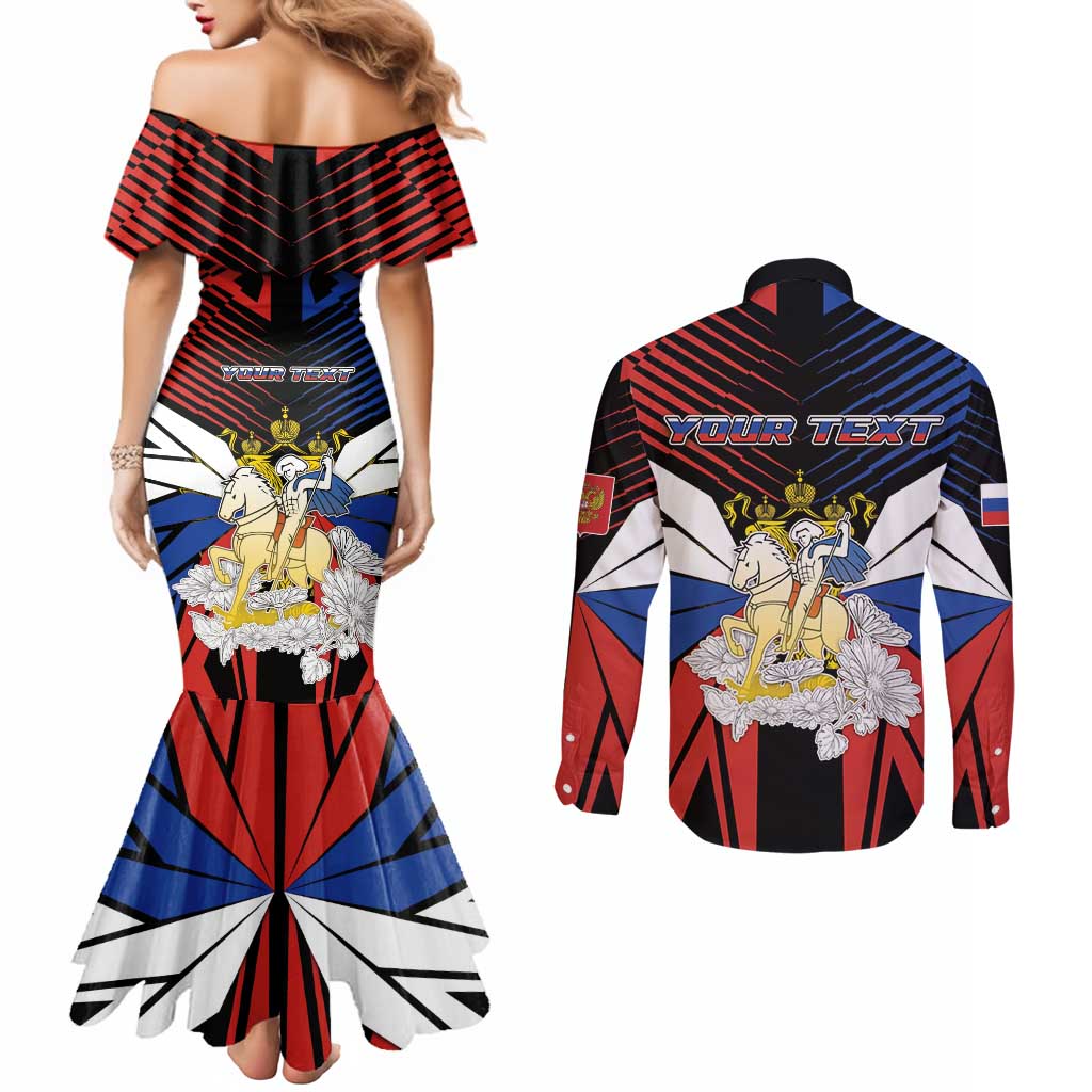 Personalized Russia Couples Matching Mermaid Dress and Long Sleeve Button Shirt Symbol Saint George Slaying The Dragon - Wonder Print Shop