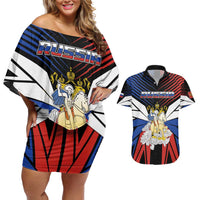 Personalized Russia Couples Matching Off Shoulder Short Dress and Hawaiian Shirt Symbol Saint George Slaying The Dragon - Wonder Print Shop