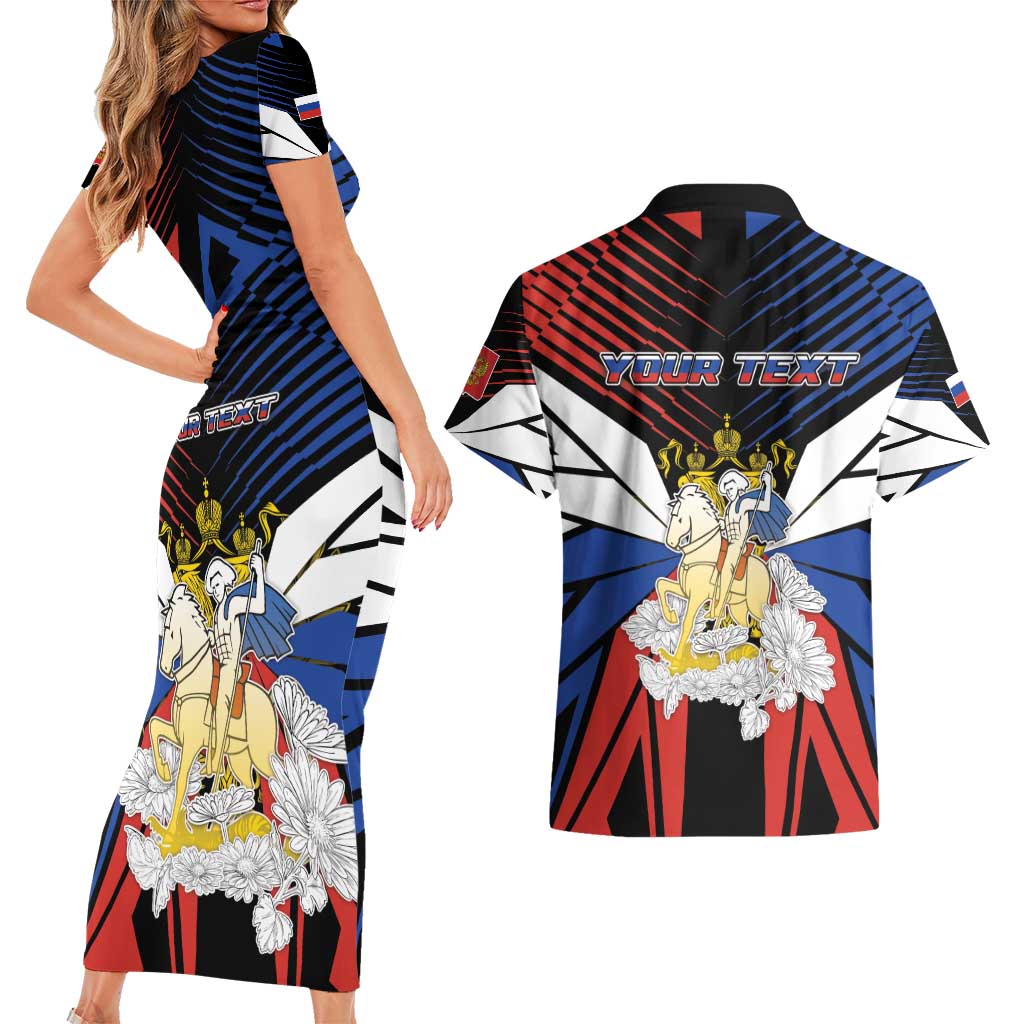 Personalized Russia Couples Matching Short Sleeve Bodycon Dress and Hawaiian Shirt Symbol Saint George Slaying The Dragon - Wonder Print Shop