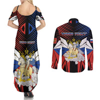 Personalized Russia Couples Matching Summer Maxi Dress and Long Sleeve Button Shirt Symbol Saint George Slaying The Dragon - Wonder Print Shop