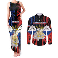 Personalized Russia Couples Matching Tank Maxi Dress and Long Sleeve Button Shirt Symbol Saint George Slaying The Dragon - Wonder Print Shop