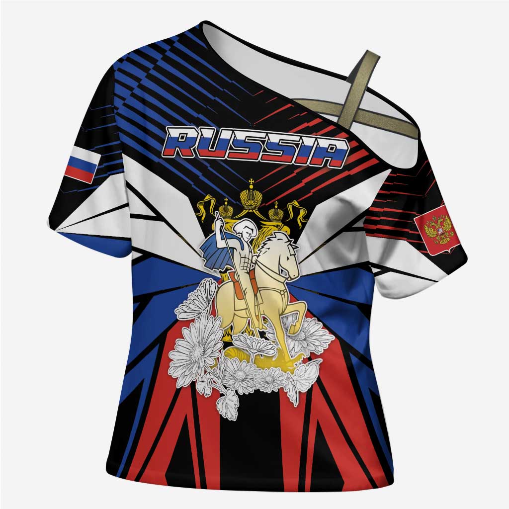 Personalized Russia Cross Shoulder Shirt Symbol Saint George Slaying The Dragon - Wonder Print Shop