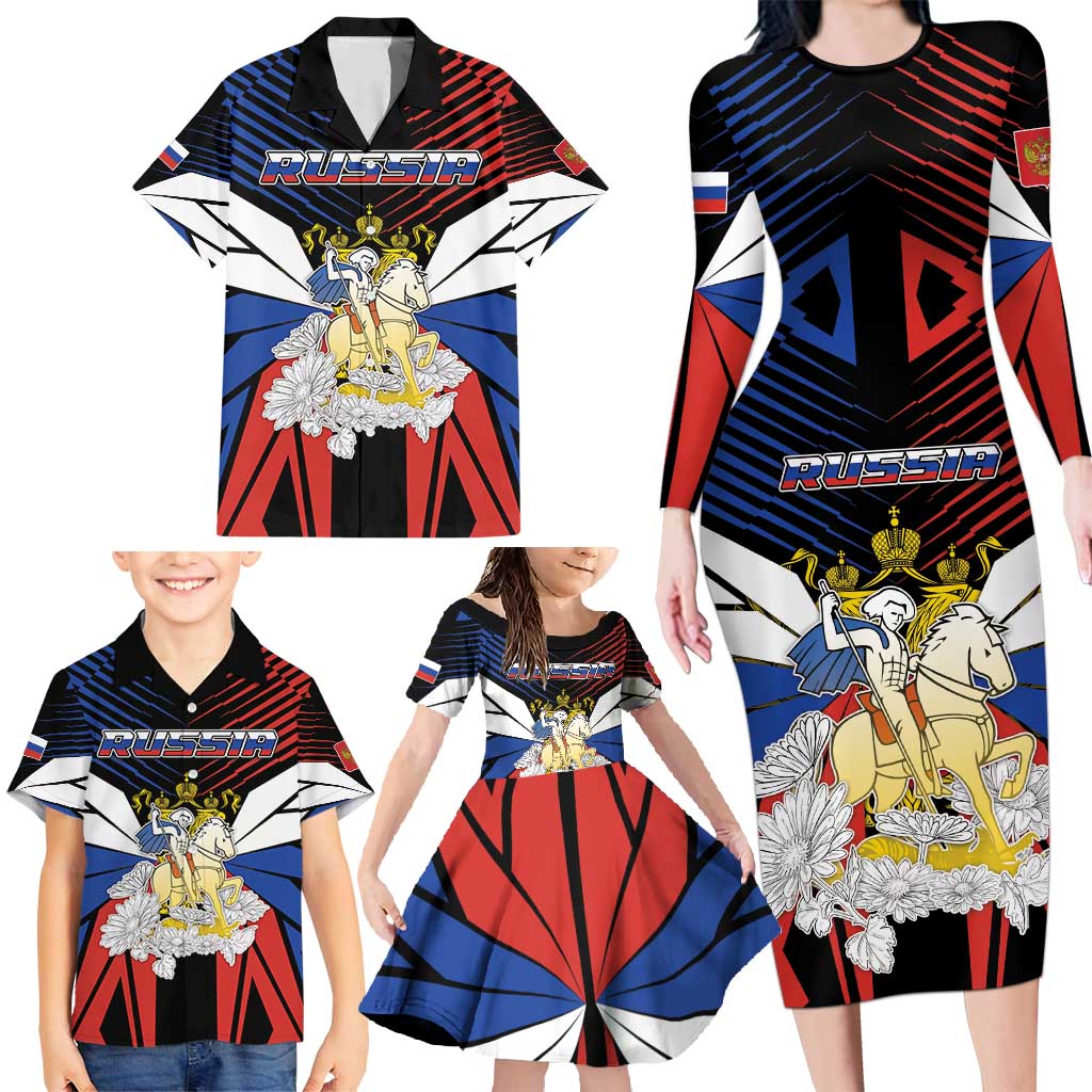 Personalized Russia Family Matching Long Sleeve Bodycon Dress and Hawaiian Shirt Symbol Saint George Slaying The Dragon - Wonder Print Shop