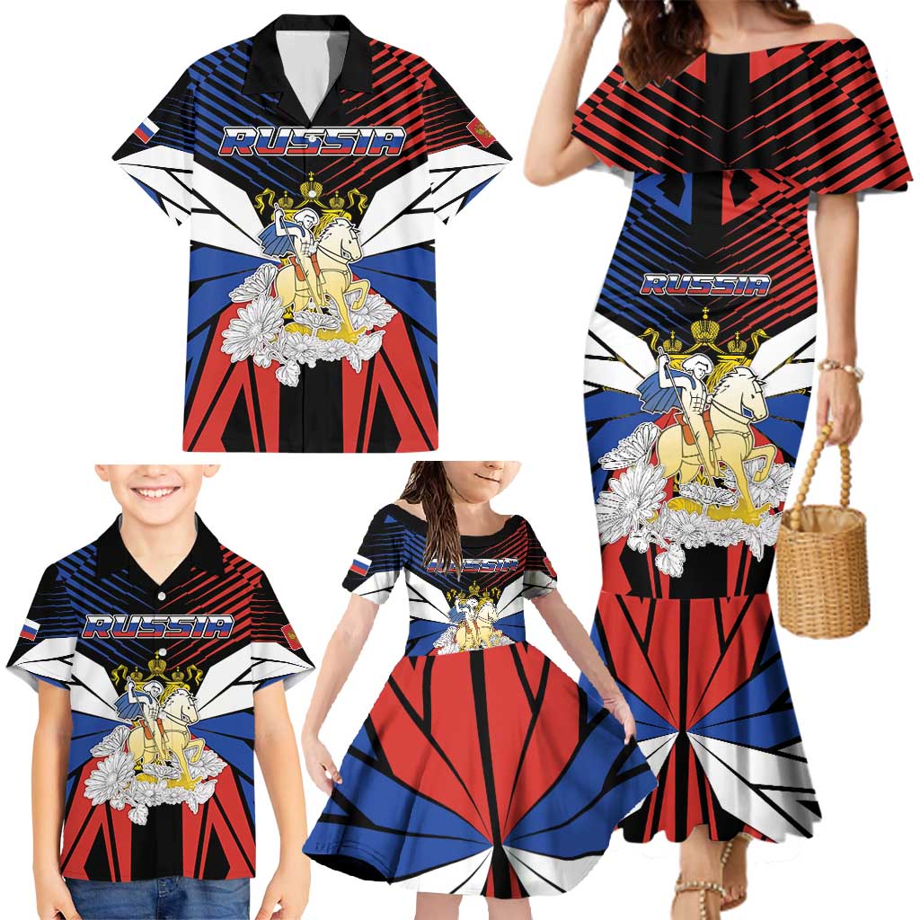 Personalized Russia Family Matching Mermaid Dress and Hawaiian Shirt Symbol Saint George Slaying The Dragon - Wonder Print Shop