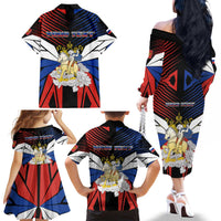 Personalized Russia Family Matching Off The Shoulder Long Sleeve Dress and Hawaiian Shirt Symbol Saint George Slaying The Dragon - Wonder Print Shop