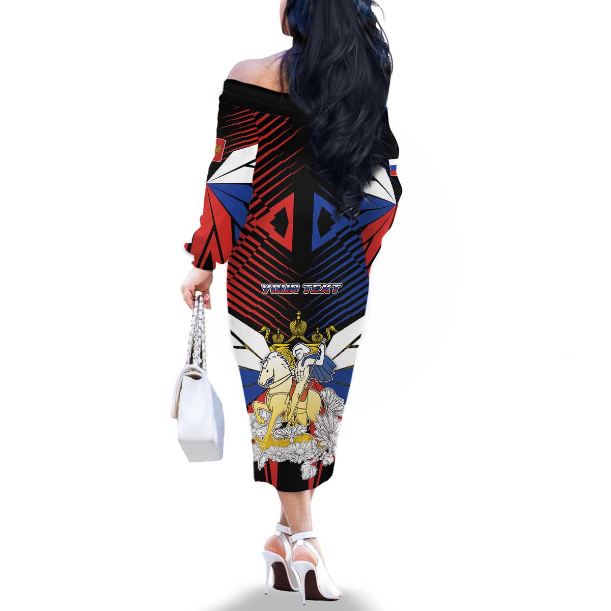 Personalized Russia Family Matching Off The Shoulder Long Sleeve Dress and Hawaiian Shirt Symbol Saint George Slaying The Dragon - Wonder Print Shop