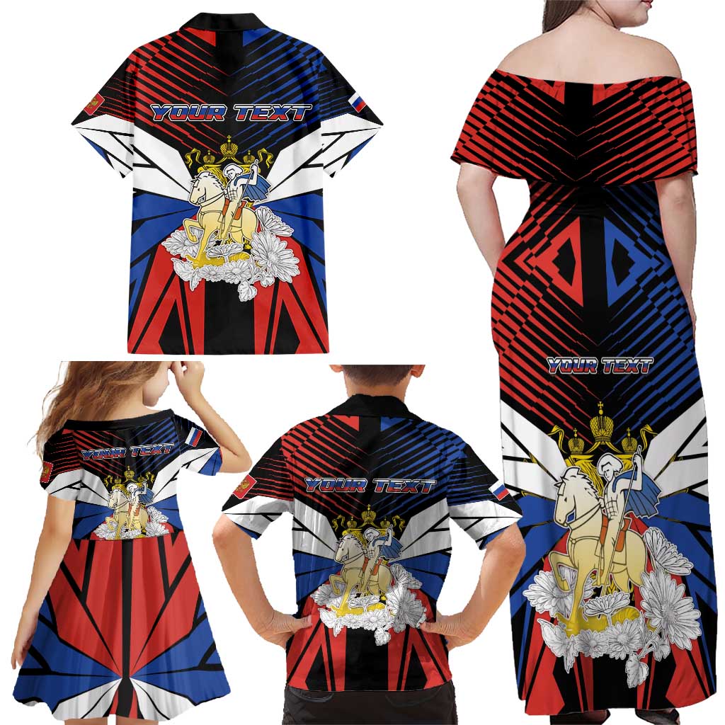 Personalized Russia Family Matching Off Shoulder Maxi Dress and Hawaiian Shirt Symbol Saint George Slaying The Dragon - Wonder Print Shop