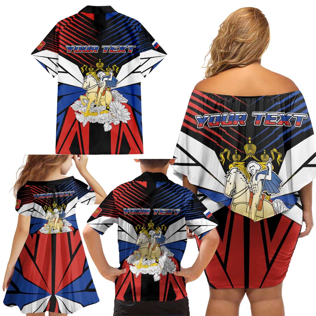 Personalized Russia Family Matching Off Shoulder Short Dress and Hawaiian Shirt Symbol Saint George Slaying The Dragon - Wonder Print Shop