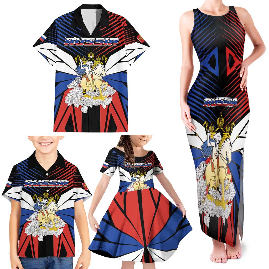 Personalized Russia Family Matching Tank Maxi Dress and Hawaiian Shirt Symbol Saint George Slaying The Dragon - Wonder Print Shop