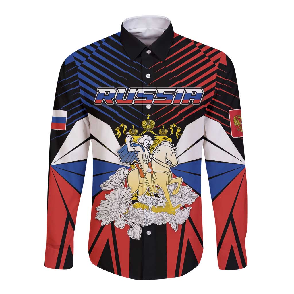 Personalized Russia Long Sleeve Button Shirt Symbol Saint George Slaying The Dragon - Wonder Print Shop