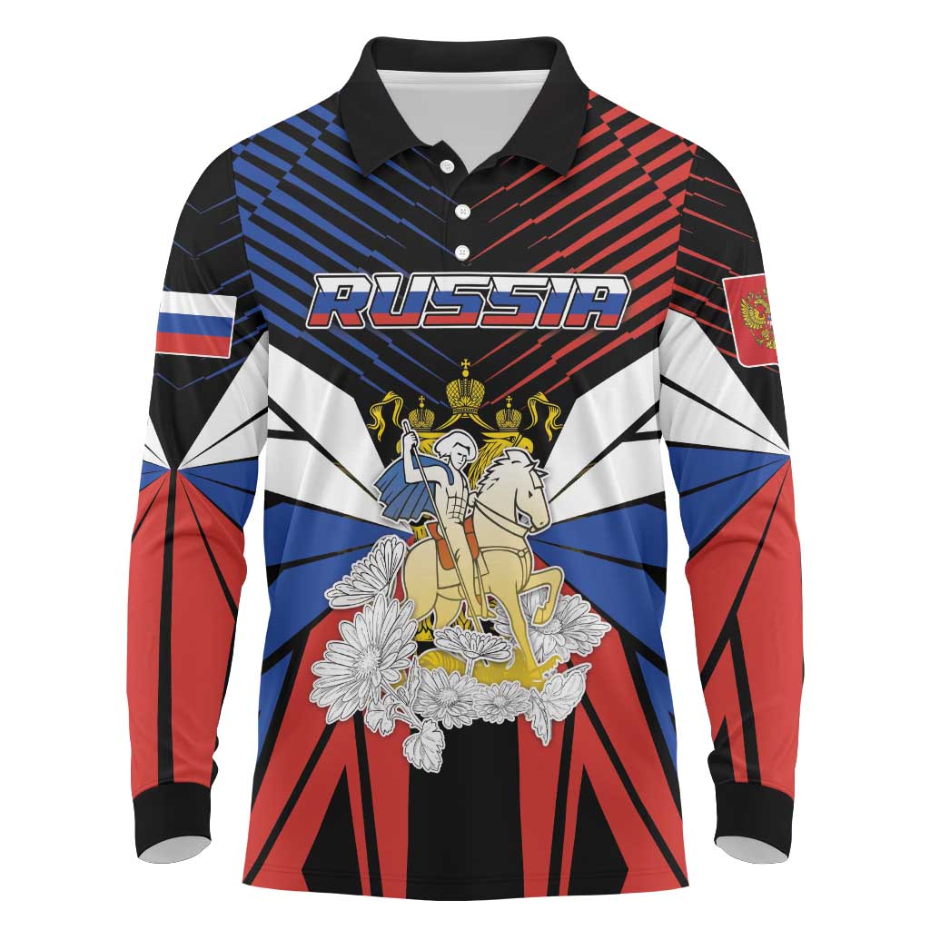 Personalized Russia Long Sleeve Polo Shirt Symbol Saint George Slaying The Dragon - Wonder Print Shop