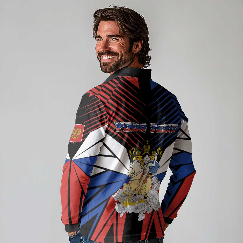 Personalized Russia Long Sleeve Polo Shirt Symbol Saint George Slaying The Dragon - Wonder Print Shop
