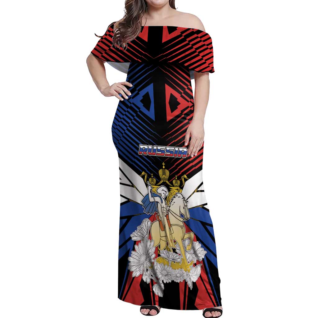 Personalized Russia Off Shoulder Maxi Dress Symbol Saint George Slaying The Dragon - Wonder Print Shop