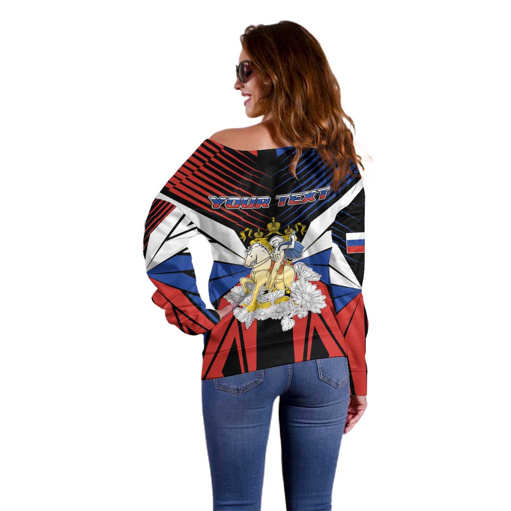 Personalized Russia Off Shoulder Sweater Symbol Saint George Slaying The Dragon - Wonder Print Shop