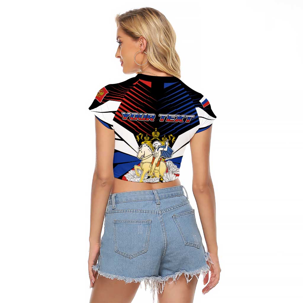Personalized Russia Raglan Cropped T Shirt Symbol Saint George Slaying The Dragon - Wonder Print Shop
