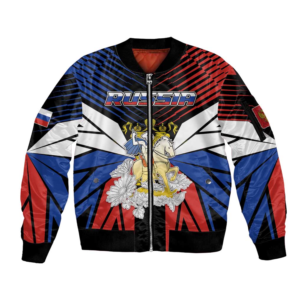 Personalized Russia Sleeve Zip Bomber Jacket Symbol Saint George Slaying The Dragon - Wonder Print Shop