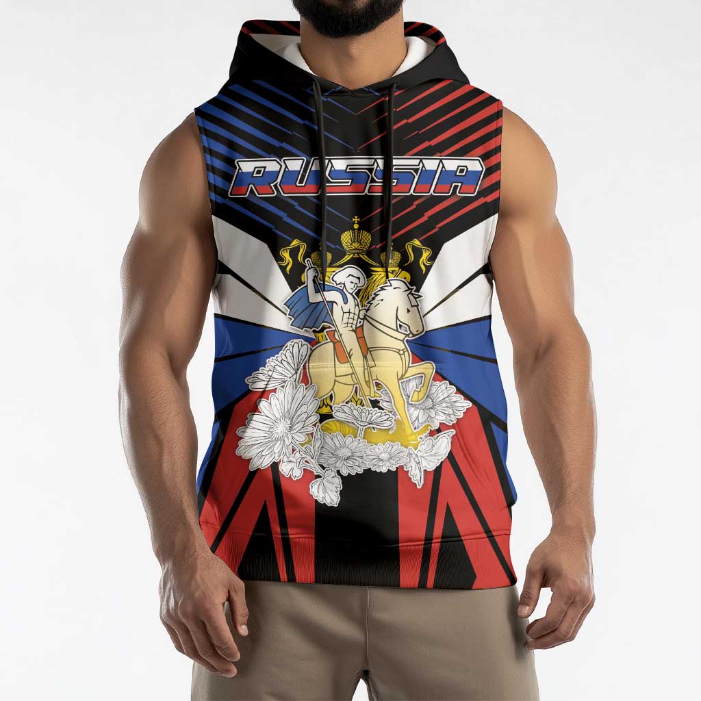 Personalized Russia Sleeveless Hoodie Symbol Saint George Slaying The Dragon - Wonder Print Shop