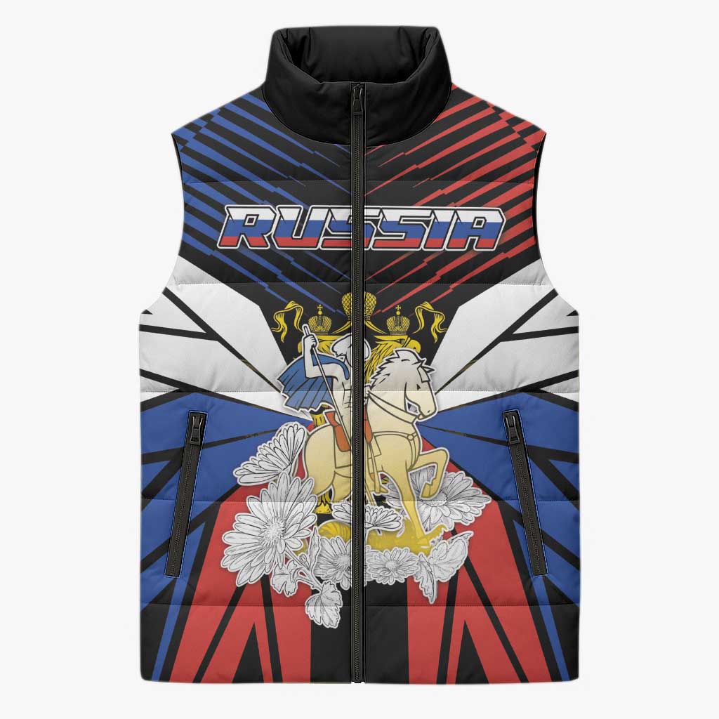Personalized Russia Sleeveless Puffer Jacket Symbol Saint George Slaying The Dragon - Wonder Print Shop