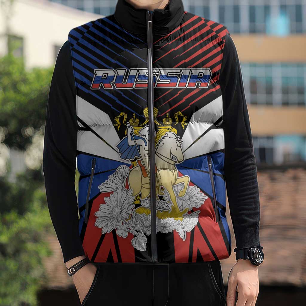 Personalized Russia Sleeveless Puffer Jacket Symbol Saint George Slaying The Dragon - Wonder Print Shop