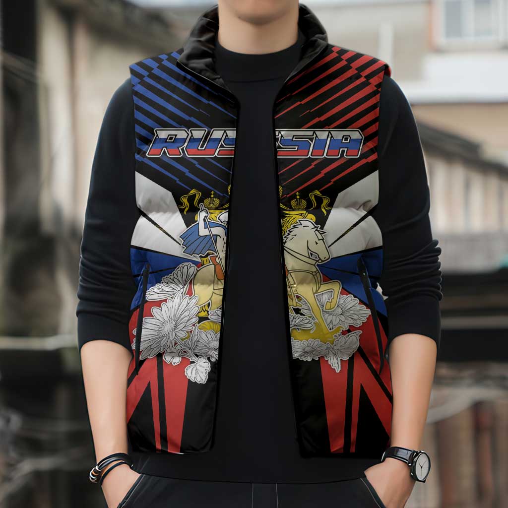 Personalized Russia Sleeveless Puffer Jacket Symbol Saint George Slaying The Dragon - Wonder Print Shop