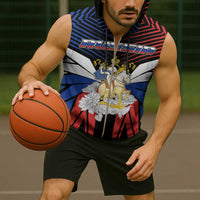 Personalized Russia Sleeveless Zip Hoodie Symbol Saint George Slaying The Dragon - Wonder Print Shop