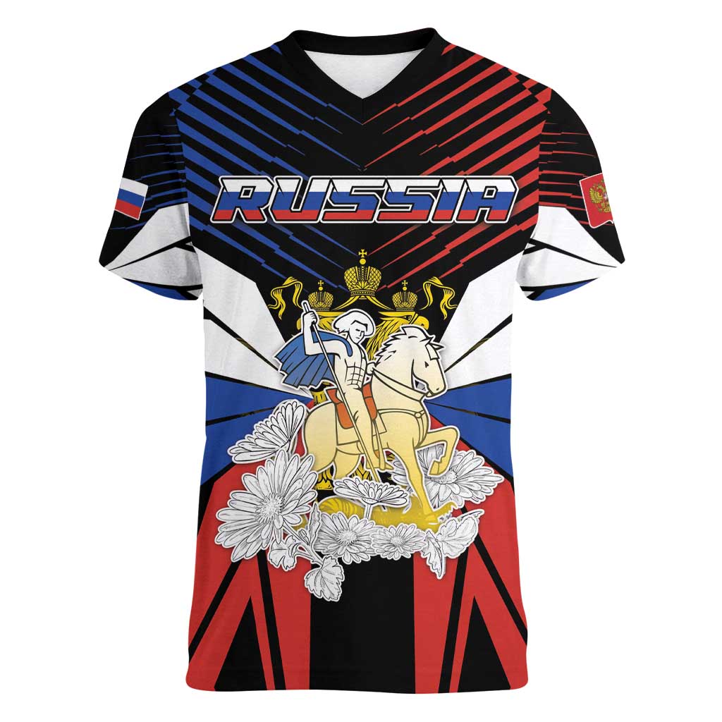 Personalized Russia Women V-Neck T-Shirt Symbol Saint George Slaying The Dragon - Wonder Print Shop