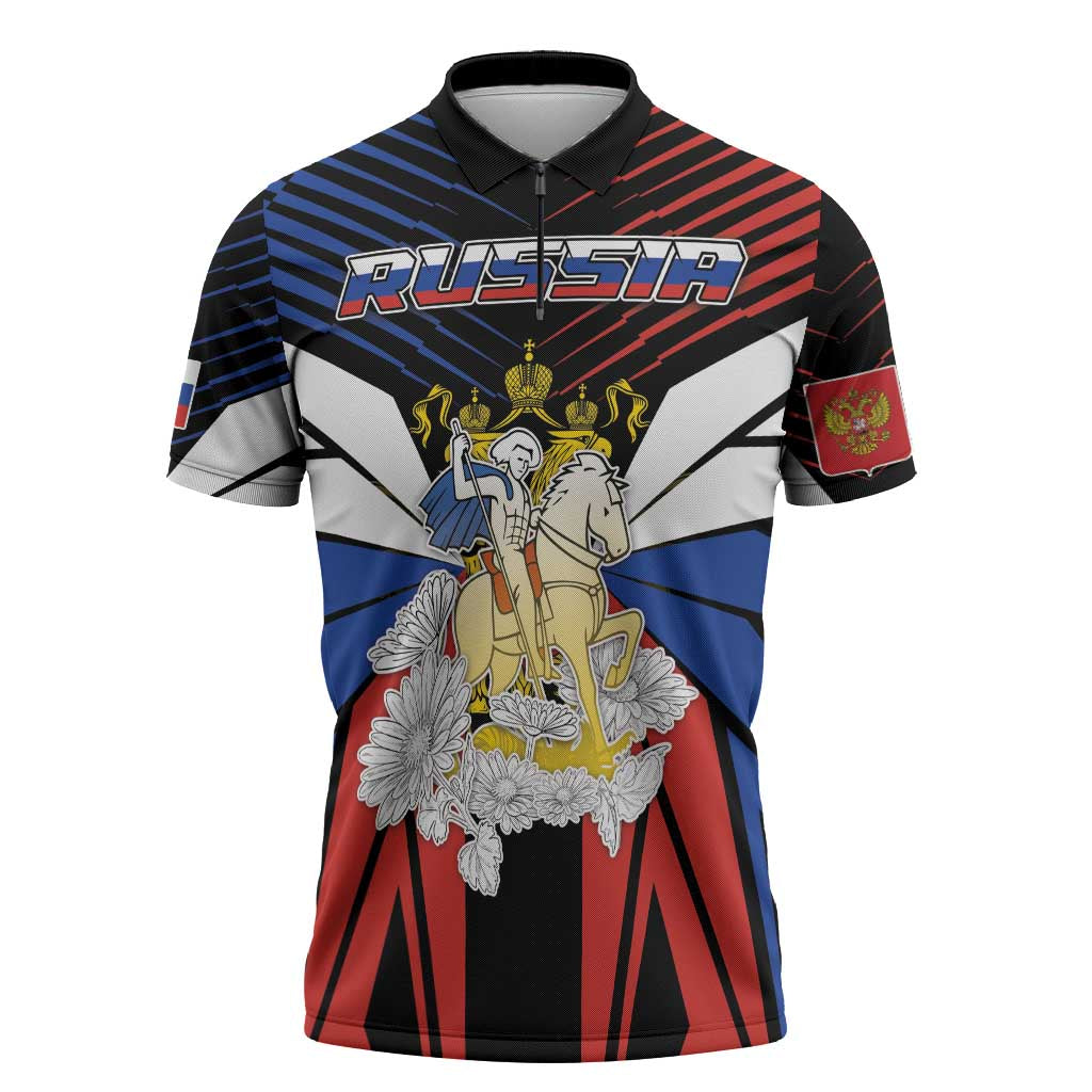 Personalized Russia Zipper Polo Shirt Symbol Saint George Slaying The Dragon - Wonder Print Shop