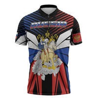 Personalized Russia Zipper Polo Shirt Symbol Saint George Slaying The Dragon - Wonder Print Shop