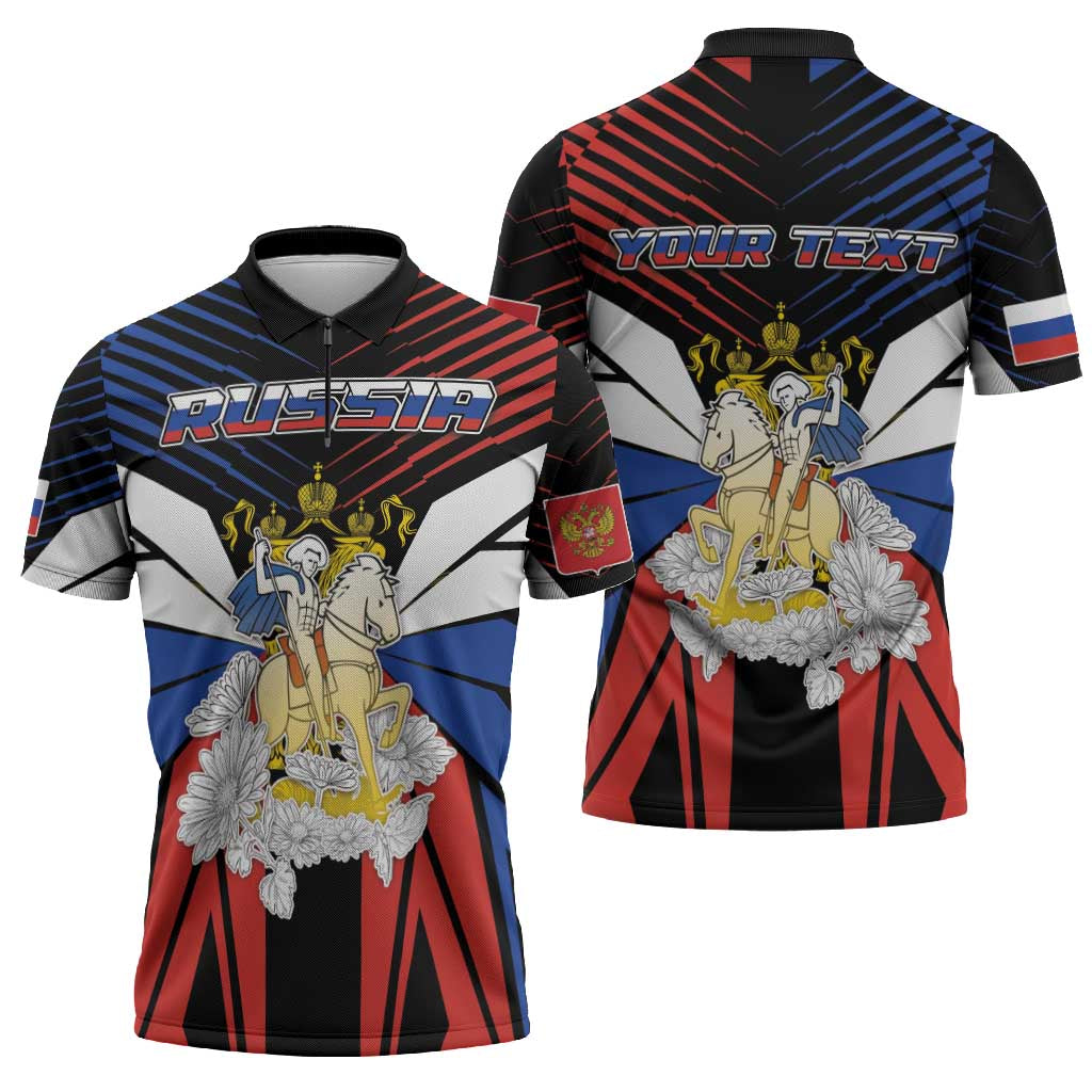 Personalized Russia Zipper Polo Shirt Symbol Saint George Slaying The Dragon - Wonder Print Shop