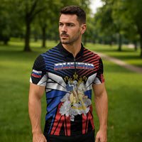 Personalized Russia Zipper Polo Shirt Symbol Saint George Slaying The Dragon - Wonder Print Shop