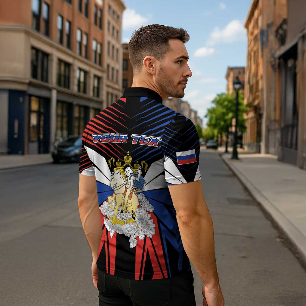 Personalized Russia Zipper Polo Shirt Symbol Saint George Slaying The Dragon - Wonder Print Shop
