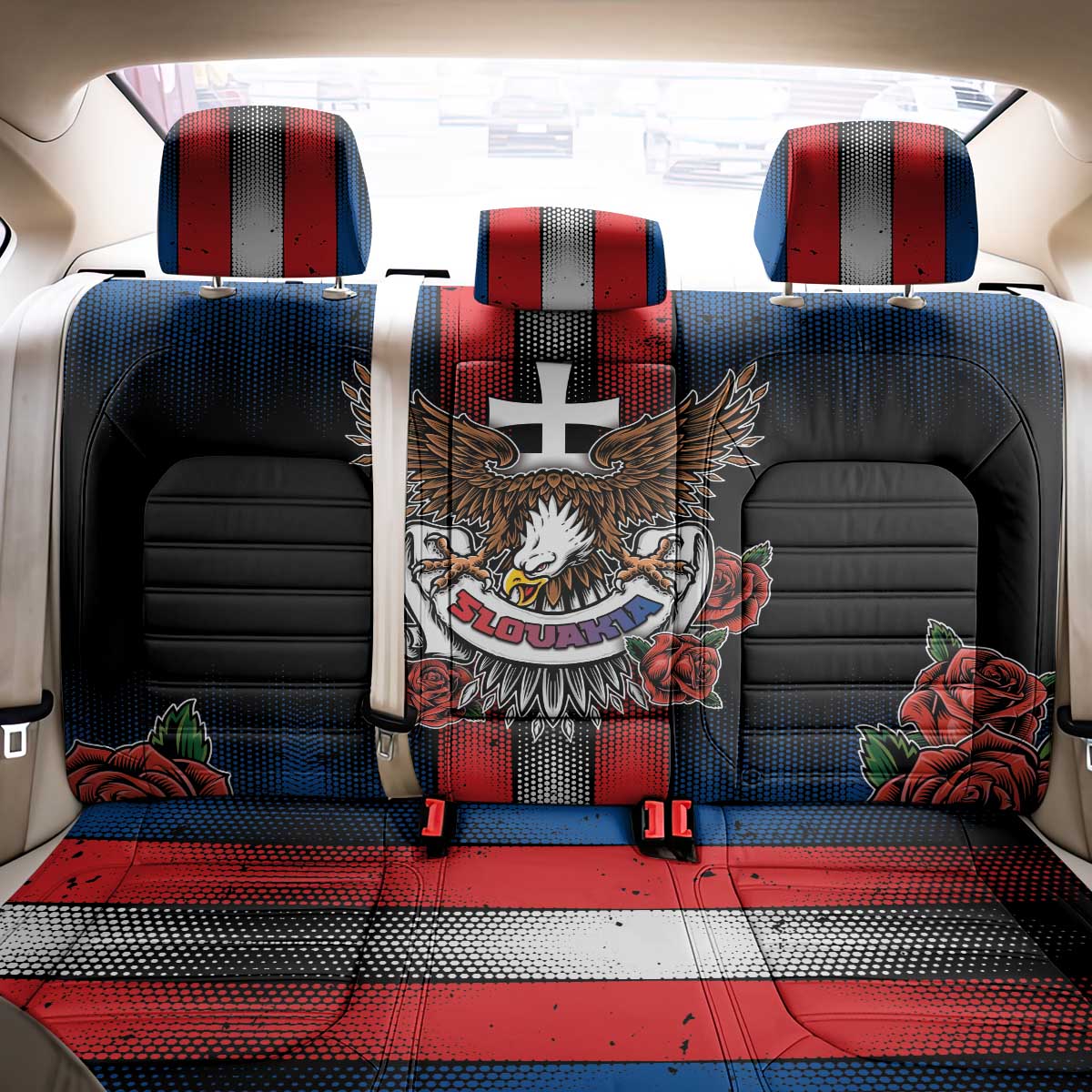 Slovakia Back Car Seat Cover The Eagle Double Cross Symbol - Wonder Print Shop